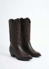 Santiags mi-hautes à motifs en daim