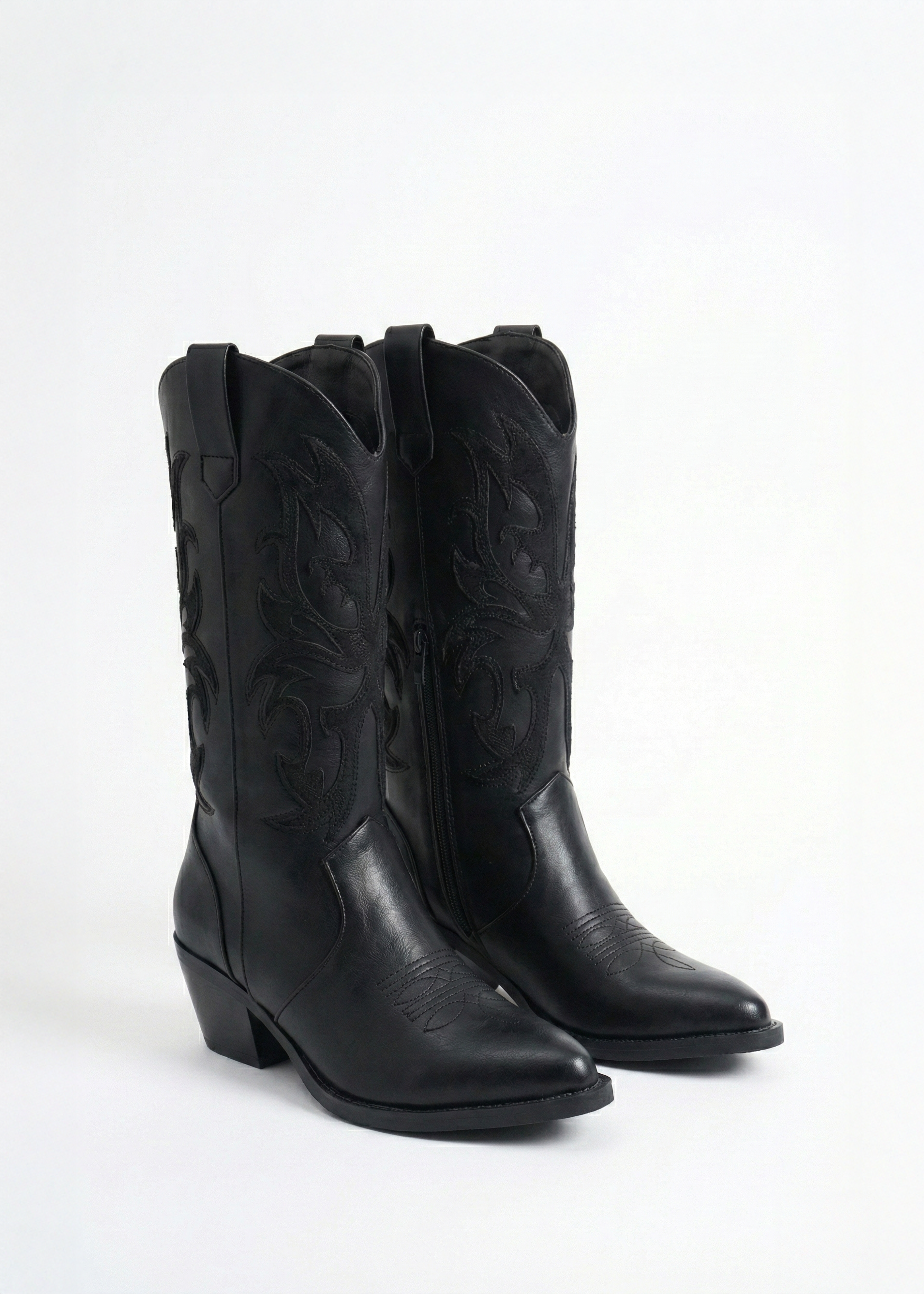 Santiags mi-hautes à motifs en daim