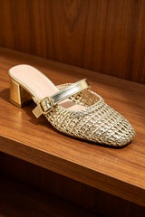 Mules Talon Carré Tressé Style Babies Mary Jane